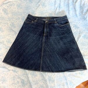 EUC Ralph Lauren Dark Blue Denim A-Line Skirt, Modern Ranch, Size 16